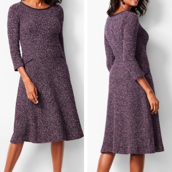 Talbots Fit & Flare Dress Tweed Boucle Style NWT